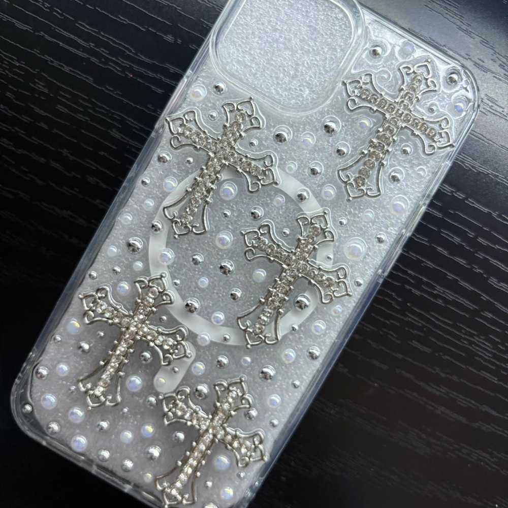 Apple Silver Cross Studded Phone Case